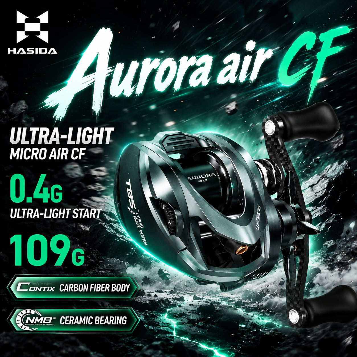 ハシダ オーロラ AirCF カーボン BFS ベイトキャス - Daiwa Reel Bg のレビューと価格