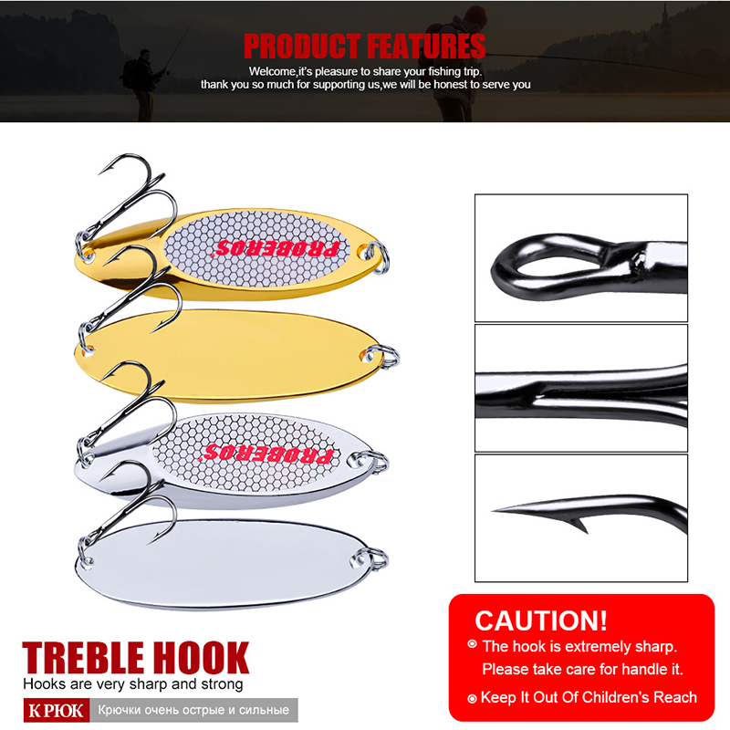 金属製フィッシングスプーンルアー 3g-60g キャスティン - Fishing Hook Treble のレビューと価格